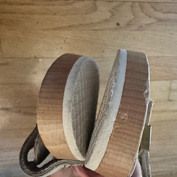 Dr. Scholls Original 10? Exercise Sandals Clogs Vintage Pink Leather Wooden Sole - Picture 15 of 15